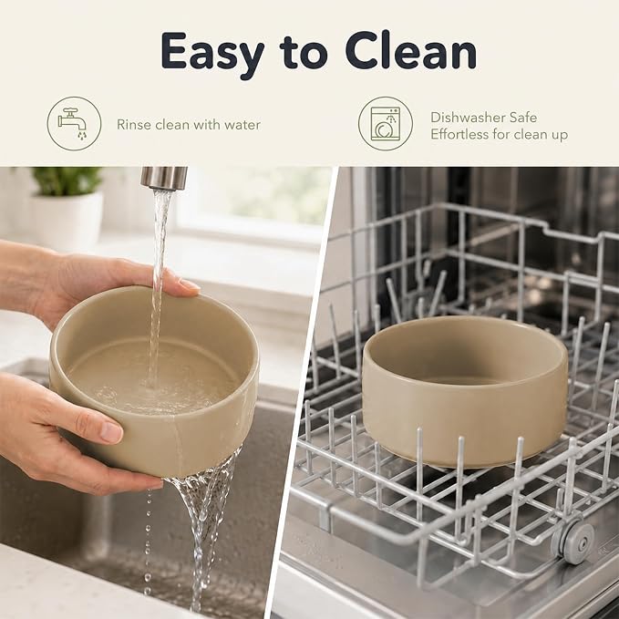 Havniva Ceramic Dog Bowls, Dog Food and Water Bowl Set, Dog Water Bowl | 7.3” Ceramic Dog Food Bowls with Non-Slip Rubber Base, Large Capacity, Dog Feeding Bowls for Medium Dogs - Image 5