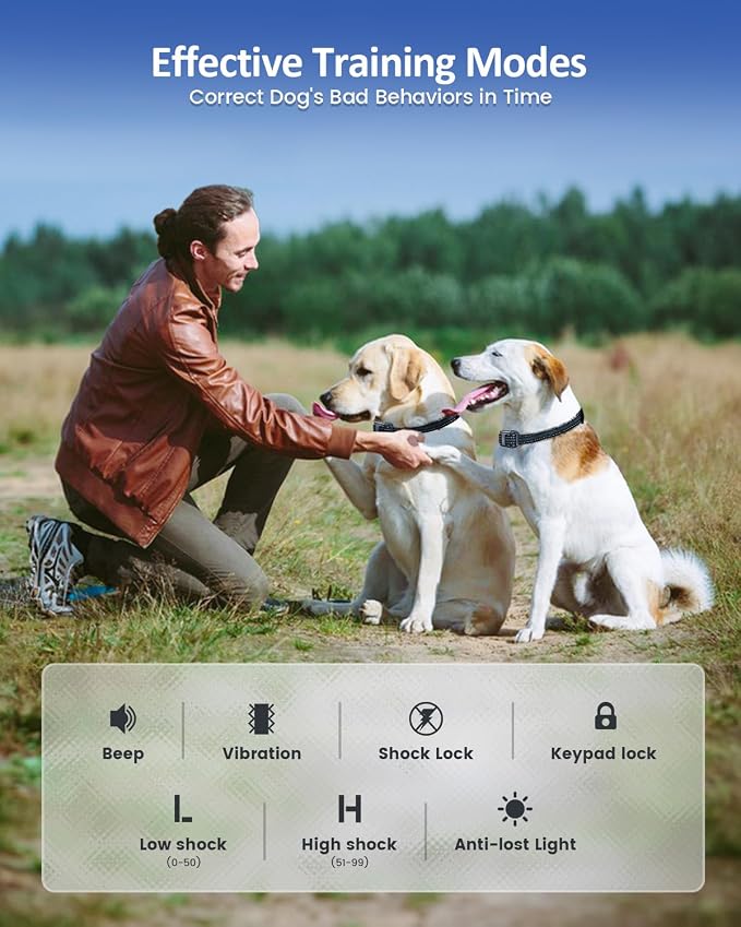 SLOPEHILL Dog Training Collar,4200FT Remote Shock Collar for Dogs 8-140lbs | IP68 Waterproof e Collar with Beep, Vibration, Safe Shock, Light ,No Shock Modes,Dog Collar with Removable Prongs,Dark Blue - Image 9