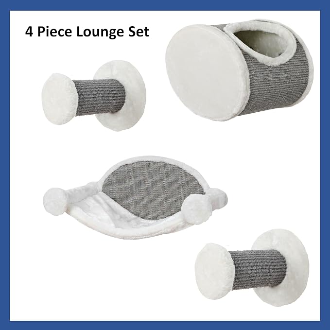 Trixie Wall Mounted Cat Lounge Set with Hammock & Condo – Climbing Shelves with Plush Condos & Sisal Steps – Wall-Mounted Cat Furniture for Scratching & Lounging – Gray, 18.75 x 11 x 11.25 in - Image 5