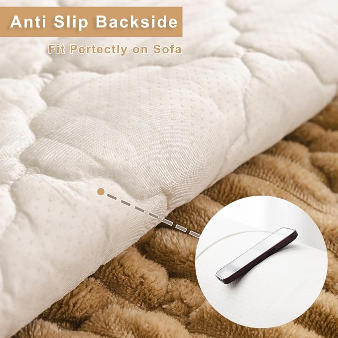100% Waterproof Fuzzy Couch Cover for Dogs, Washable Non-Slip Pet Couch Covers for Sofa, Soft Thick Furniture Protector Sofa Slipcover Mat for Dogs (Brown, 27.5" x 59") - Image 4