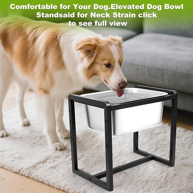 Adjustable Height Elevated Large Dog Water Bowls with Stainless Steel Bowls and Metal Stand，4-Level (8/10/12/14 Inches) Pet Bowl for Dogs for Large Medium Dogs - Durable, Easy to Clean (2gallon) - Image 8