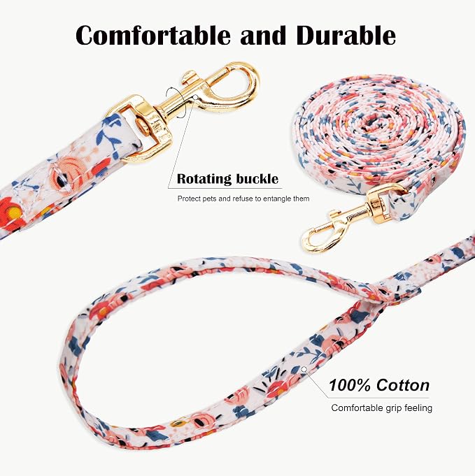 No Pull Dog Harness Adjustable Small Dog Harness and Leash Set, Lightweight and Soft Dog Harness No Choke Escape Proof Pet Harness Vest (Orange Rose, XS) - Image 3