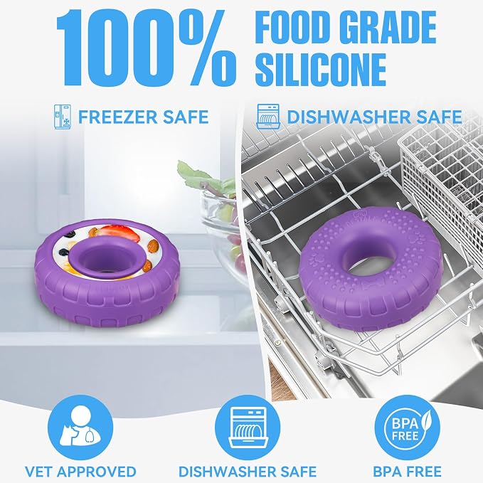 Dog Enrichment Lick Bowl, Bestalk Slow Feeder Lick Mat for Dogs, Freeze Puzzle Licking Bowl for Anxiety Relief, BPA Free Silicone, Dishwasher Safe(Purple,S) - Image 7