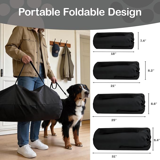 Collapsible Soft Dog Crate 42 Inch, Portable Travel Pet Crate for Extra Large Dogs with 4-Door Mesh, XL Dog Kennel Indoor & Outdoor, Light Grey - Image 3