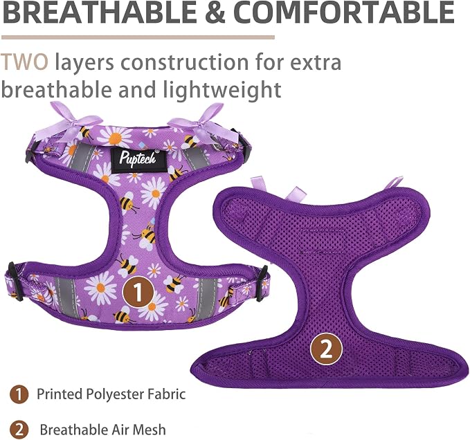PUPTECK Dog Harness and Leash Set Medium Sized, Step in No Pull Adjustable Puppy Cat Harness Reflective Pet Vest - Image 2