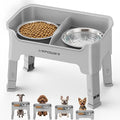 URPOWER Mess Proof Elevated Dog Bowls for Small Dogs with Splash Guard | 2 Stainless Steel Dog Bowls Non-Slip Food and Water Bowl Set with High Wall Splash Guard Design for Small Dogs, Light Grey by URPOWER