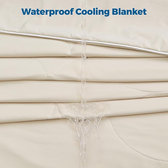 PPOLCA Cooling Waterproof Pet Blanket for Large Dogs - Q-MAX>0.5, Breathable Summer Cold Pet Blanket, Machine Washable Throw Sofa Protector, 50x60, Khaki - Image 3