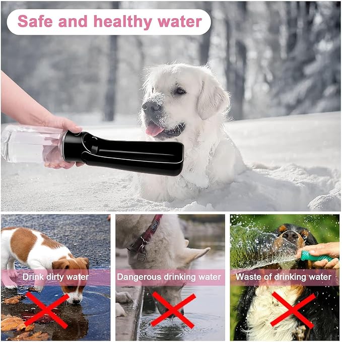 Foldable Dog Water Bottle, Leak Proof Dispenser, Black, 19oz | Portable Water Dispenser, Dishwasher Safe, for Puppy Small Medium Large Dogs, Pet Drink Cup for Walking Hiking Traveling - Image 7