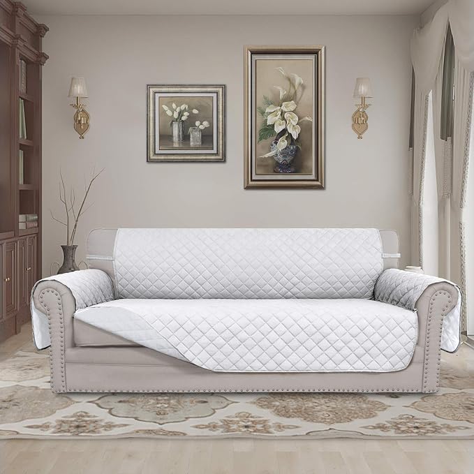 Easy-Going Reversible Couch Cover, 4 Seater Sofa, White/White | XX-Large Sofa, Washable Slipcover For Dogs, Water Resistant Mat, Living Room, Non-Slip Sofa Cover, Pet Friendly - Image 2