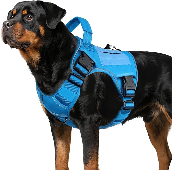 WINGOIN Blue Tactical Dog Harness for Large Dogs,No Pull Dog Harness | with Handle,Adjustable Reflective,Military K9 Style,Big Size Dog Vest,for German Shepherd,for Walking Training Hunting by WINGOIN