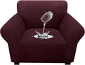 Waterproof Stretch Spandex Chair Sofa Slipcover,Washable Non-Slip Soft Couch Cover with Elastic Bottom, Leakproof Furniture Protector for Kids, Pets, Dogs & Cats (Chair, Burgundy) by Unknown