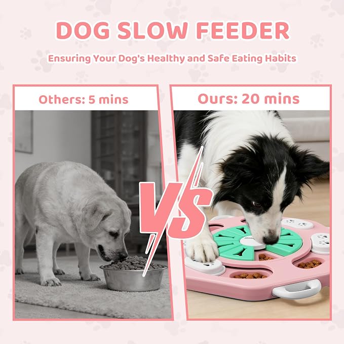 Dog Puzzle Toy for Smart Dogs, Interactive Dog Enrichment Toys,Level1(Pink) | For Small, Medium Dogs and Cats, Treat Dispensing, Mental Stimulation, to Keep Them Busy, Slow Feeder, IQ Training, Anti-slip - Image 6