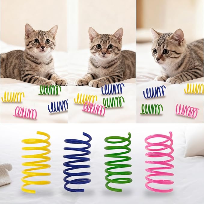 Cat Spring Toys 90 Pack, Interactive Toys for Kittens to Swat, Bite & Hunt, Colorful Durable Plastic Spiral Springs for Indoor Cats - Image 6