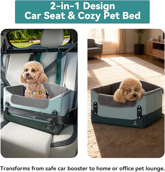 A 4 Pet Dog Car Seats for Small Dogs, Under 25 lbs, Patent Buckles | Adjustable leash, frame support, reduces anxiety, for cars/SUV/pickup - Image 5