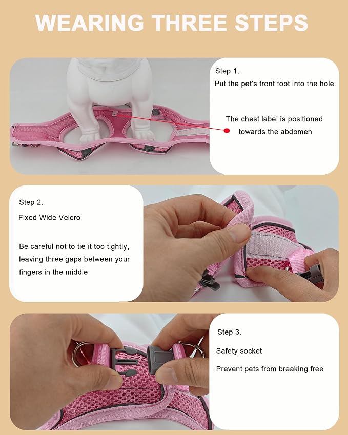L Yellow Soft Mesh Dog Harness and Leash Set,No Escape Puppy Harnesses for Training Walking， Reflective Adjustable Puppy Vest for Small Medium Dogs, Cats (Yellow, L) - Image 6