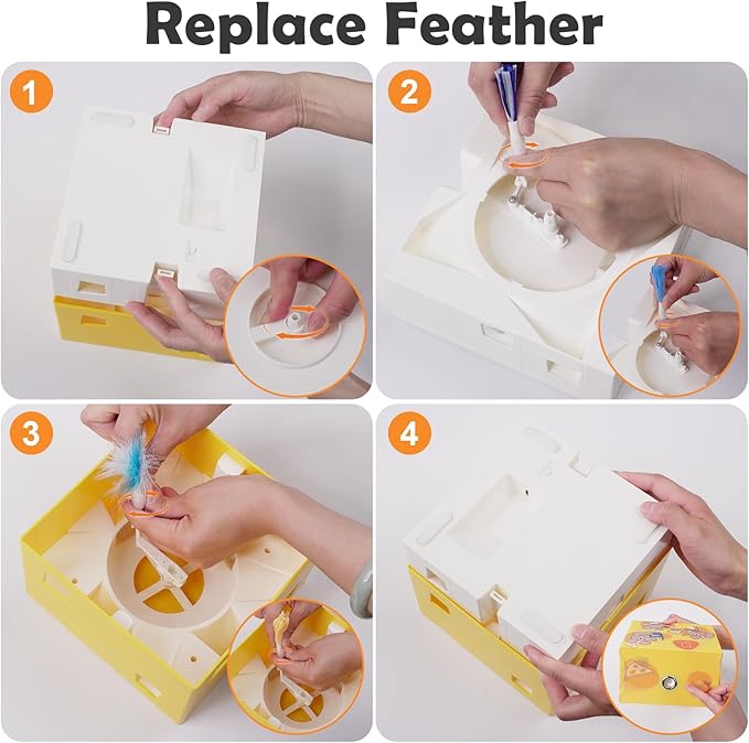 Migipaws MigiBox Cat Toy with PopSkin, Interactive Kitten Toy for Indoor Cats, Automatic Pop Out Feathers from 12 Holes Randomly, Pounce Mystery Under Cover to Stimulate Bored Furry, Rechargable - Image 6