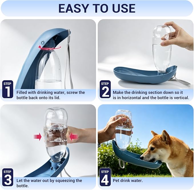 Portable Dog Water Bottle, 18.5OZ Large Dog Travel Water Bottle Leak-Proof Pet Water Dispenser with Carrying Lanyard, Ideal for Outdoor Walking Hiking Travel - Image 5