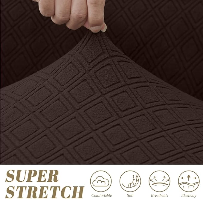 ALIECOM Corner Sectional Couch Covers Washable Sofa Cover L Shaped Couch Cover for Dogs Pets Stretch Soft Sectional Slipcovers with Non Slip Strips U Shape Furniture Protector (Dark Brown, Large) - Image 4