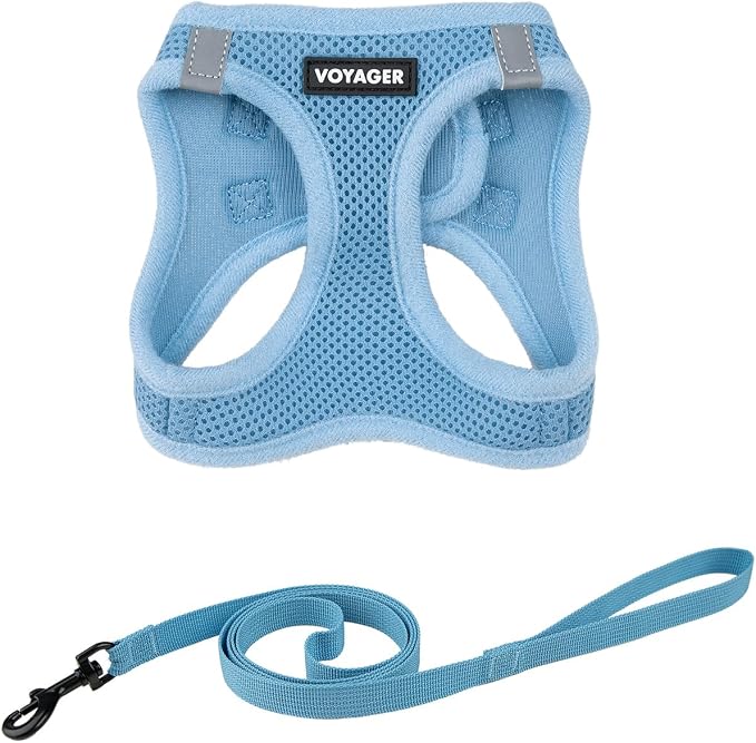 Voyager Step-in Air Cat Harness & Leash Set - Baby Blue, S | 14 - 16" in Chest, Reflective Bands, All Weather Breathable Air Mesh, Cats Compatible, Fast Drying by BestPetSuppliesLLC