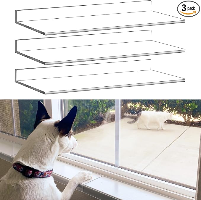 3 Pcs Window Sill Protector, Pet Window Guard,Transparent, Window Sill Cover, Protection from Dog and Cat Scratching Chewing Slobbering, Heavy Duty Scratch Shield(11.81"x4.72"x1") by NICERINCPET