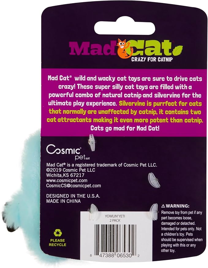 Mad Cat Yowlin Yeti Mythical Catnip and Silvervine Plush Cat Toys, 2 Pack | Legendary creature pair that sparks batting, kicking and cuddly play sessions for felines during active time at home daily - Image 5
