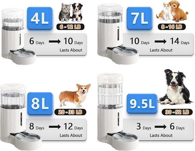 CZPET Dog Water Bowl Dispenser 9.5L, Wider Mouth Gravity Refilling (White) | With Stainless Steel Bowl Gravity Waterer, Large Capacity and Drinking Area Noise-Free for Pets - Image 9