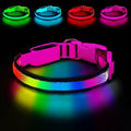 LED Dog Collar, Light Up Dog Collar,for Night Walking(Small,Pink) | Adjustable,Bright RGB 7 Colors Light Glowing Collar,Waterproof,Nylon,Soft,For Small and Medium Dogs,USB C to Charge by PWOD