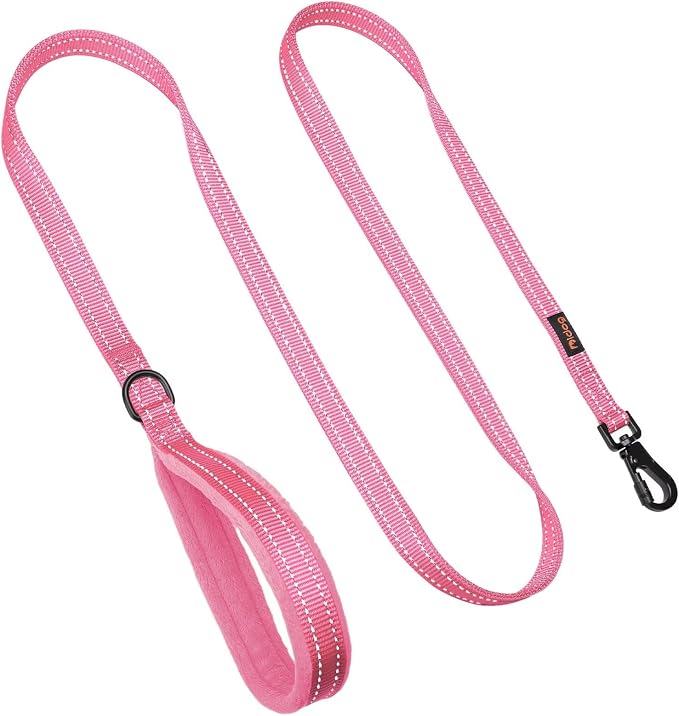 Didog 6FT Reflective Dog Leash for Medium Large Dogs, Slim 3/4" Width, Pink | Soft Padded Handle, Plush Comfort Grip, Tangle-Free, 360°Heavy-Duty Strengthened Clasp for Daily Walks/Training, Night Safety - Image 4