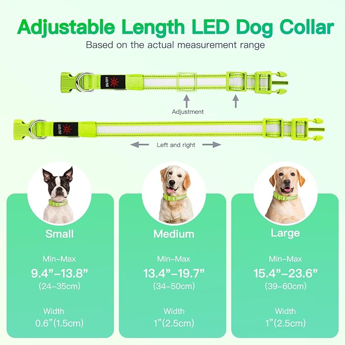 LED Light Up Dog Collar for Night Safety Walks, Green, L | USB rechargeable, waterproof & pet-safe, 3 lighting modes, long-lasting glow, adjustable S/M/L, soft comfy daily walk fit - Image 3