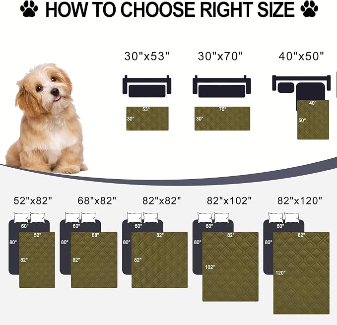 Smiry Reversible Waterproof Pet Couch Covers for Sofa | Washable Dog Couch Sofa Covers, Water Resistant Furniture Protector Slipcover, Geometric (82"x82", Green/Navy) - Image 6
