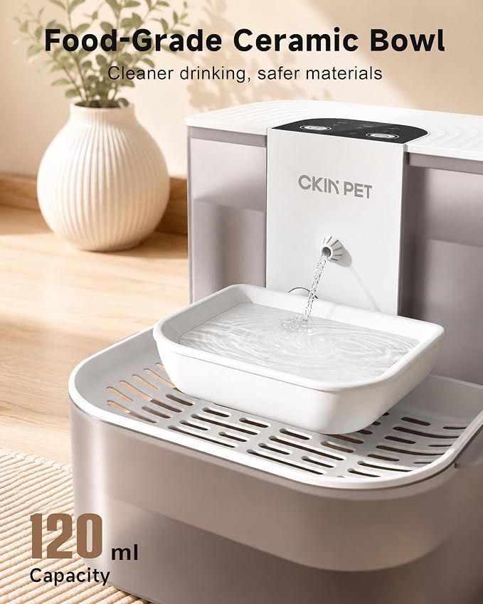 Heated Cat Water Fountain No Filters,4.5L Wireless Automatic Pet Fountain | Warms Water to 28°C/82°F,Wastewater Separation,Ceramic Bowl,4000mAh Battery,Remote Control,Pet Water Fountain for Cats & Dogs - Image 7
