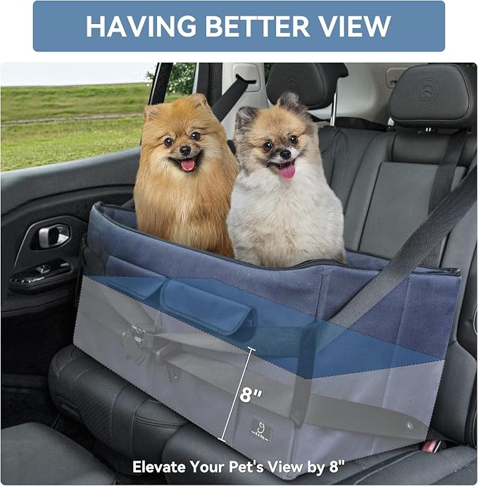 A 4 Pet Dog Car Seat, Under 55 lbs, 2 Safety Belts & Storage Bags | For medium/large dogs or 2 small dogs, portable, comfortable travel seat - Image 2