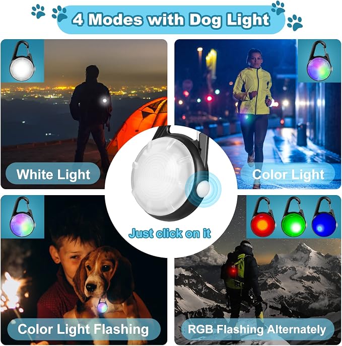 Clip-On Dog Collar Light for Night Walking, 4 Modes, Rechargeable, 2 Pack | IP68 Waterproof Dog Light for Camping, Hiking, Cycling, High Capacity LED Light Up Dog Collar - Image 4