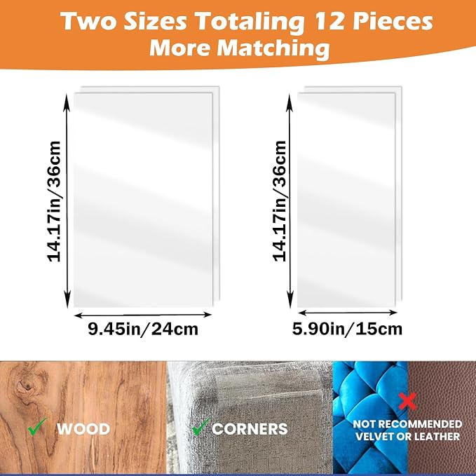 12 Pack Cat Scratch Furniture Protector Anti-Scratch Deterrent Tapes Premium Cat Couch Protector with Strong Stickiness No-Residue for Couch Doors & Walls - Image 4