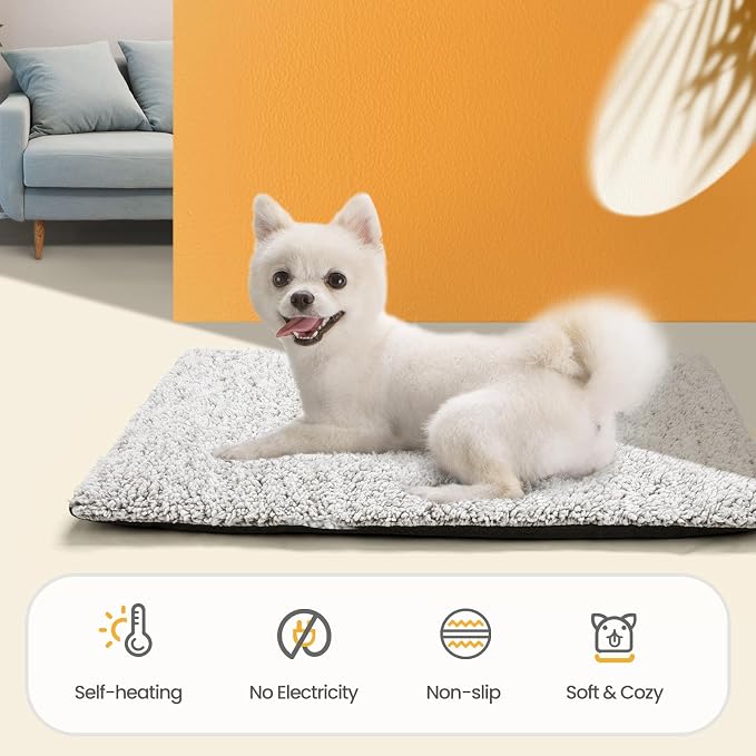 Mora Pets Self Warming Cat Bed Self Heating Cat Dog Mat Pet Pad Extra Warm | Self Heated Cat Bed for Indoor Outdoor Pets, Removable Washable Cover, Non Slip Bottom, Crinkle-Free, No Plug, Grey 24" x 18" - Image 4