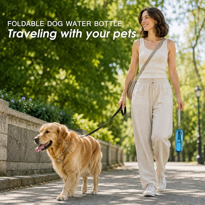 Dog Water Bottle Portable, 11.8 oz(350 ml) | Leak-Proof, BPA-Free, Lightweight, Foldable for Hiking, Walking, Car Rides, Blue - Image 6
