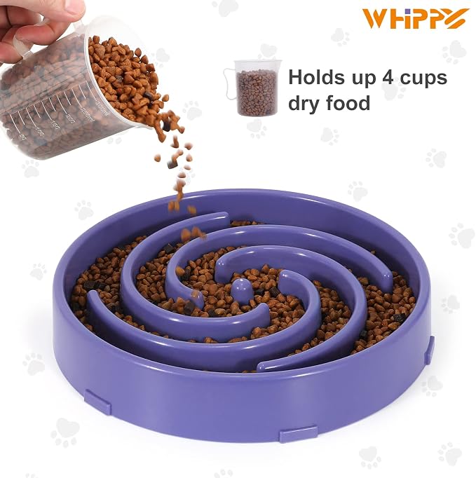 Slow Feeder Large Dog Bowls for Large Medium Dog Non Slip Maze Puzzle Bowl Pet Slower Food Feeding Dishes Interactive Bloat Stop Dog Bowl Preventing Choking Healthy Dog Bowl, Lavender - Image 4