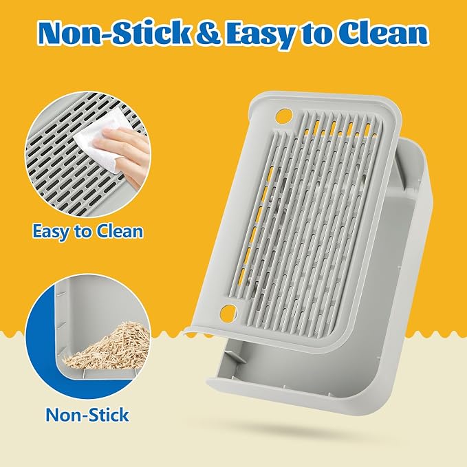 Litter Box Step, Cat Step Ramp Catcher with Filter Function, Grey | Litter Box Ramp for Kittens & Old Cats, Washable, Anti-Tracking, Non-Slip Litter Catcher, Easy to Clean - Image 4