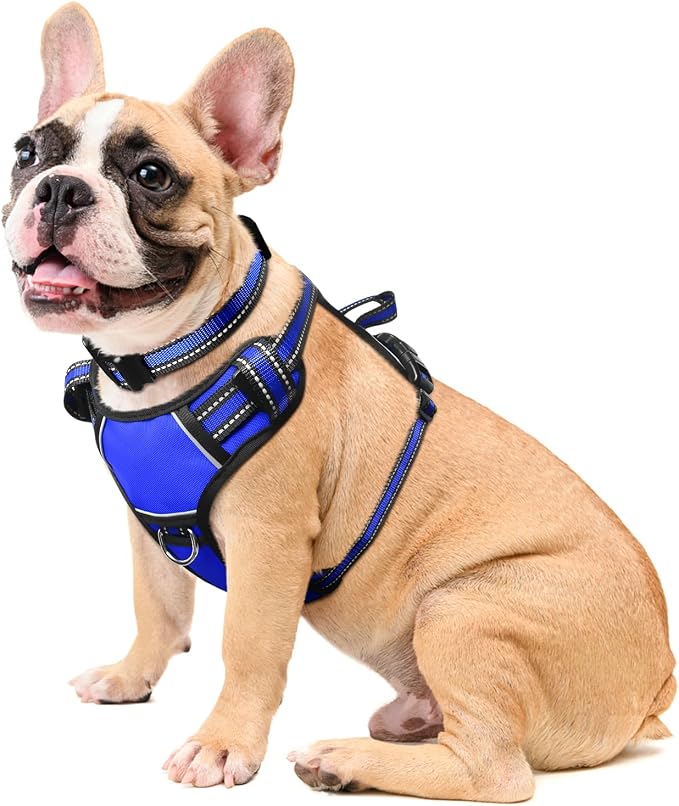 Dog Harness No Pull, Pet Harnesses with Dog Collar, Adjustable Reflective Oxford Outdoor Vest, Front/Back Leash Clips for Small, Medium, Large, Extra Large Dogs, Easy Control Handle for Walking by WINSEE