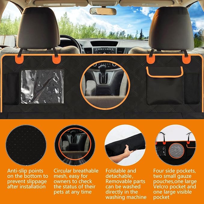 Hard Bottom Back Seat Extender for Dogs, Dog Car Seat Cover for Back Seat, Holds 420lbs, Durable Waterproof Pet Car Bed Dog Hammock for SUV/Car/Small Truck (Black) - Image 7
