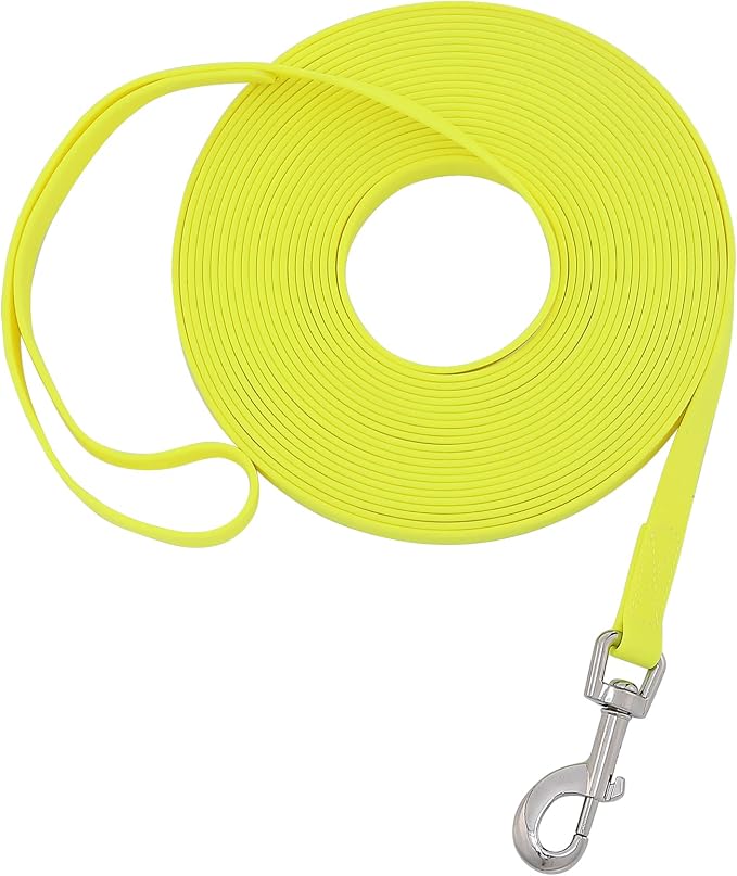 Waterproof Long Leash Durable Dog Recall Training Lead Great for Outdoor Hiking, Training, Yard, Beach and Swimming (Yellow, 30ft) by Qiaosite
