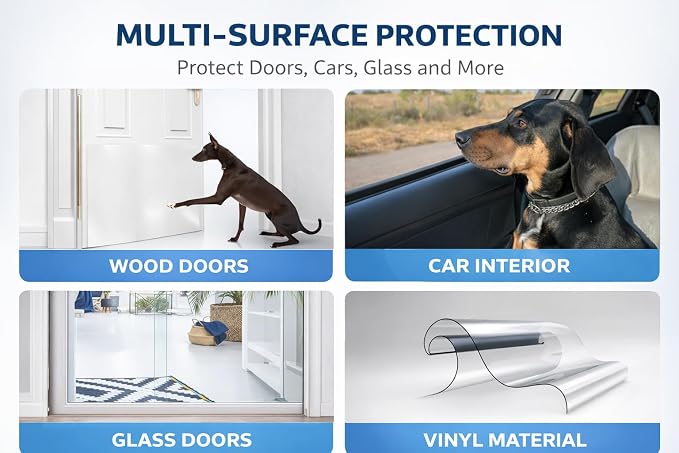 FTSTC Door Protector from Dog Scratching, [Thicken] 6 Pack Clear Training Self Adhesive Tape for Dogs,Cat Scratch Door Frame Protector,Anti Dog Scratch Door Guard (6Roll Total 240'') - Image 4