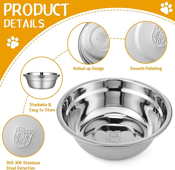 Patelai 4 Pcs Stainless Steel Dog Bowls 7.9" with Silicone Lids Portable Food and Water Dishes for Pets Sealable Containers for Small Medium Dog Cat Indoor (Red,Purple) - Image 3