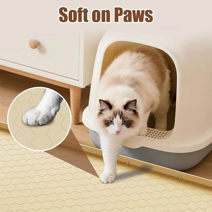 Cat Mat for Litter Box, 40" X 28" Large Silicone Cat Litter Trapping Mat | Waterproof Cat Litter Mat, Soft on Kitty Paws, Easy to Clean, Non-Slip Kitty Scratch Pad for Floor(Yellow) - Image 4