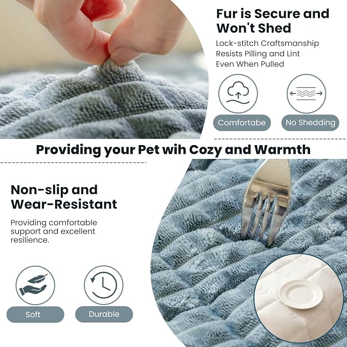 Couch Cover for Dogs Washable, Non-Slip Pet Couch Covers for Sofa, Fuzzy Dog Couch Cover Blanket Thick Soft Plush for Furniture Protector (Blue Gray, 27.6" x 47.2"/70 x 120cm) - Image 4
