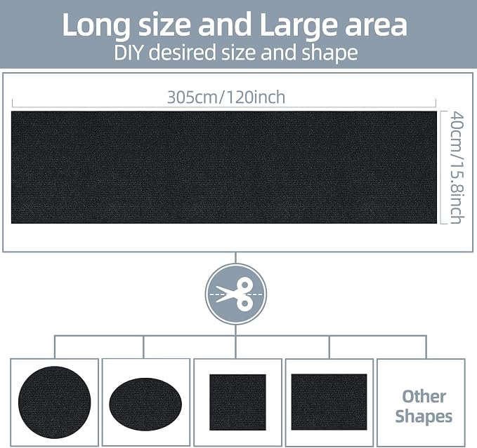 Cat Scratch Mat 120"x15.8", Cat Scratch Pad, Cat Couch Protector (Black) - Image 5