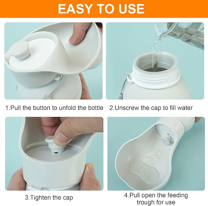 Dog Water Bottle,Portable Water Bowl for Dog,Collapsible Food Grade Silicone,Travel Pet Water Bottle for Outdoor Walking, Hiking, Camping,Gray - Image 6