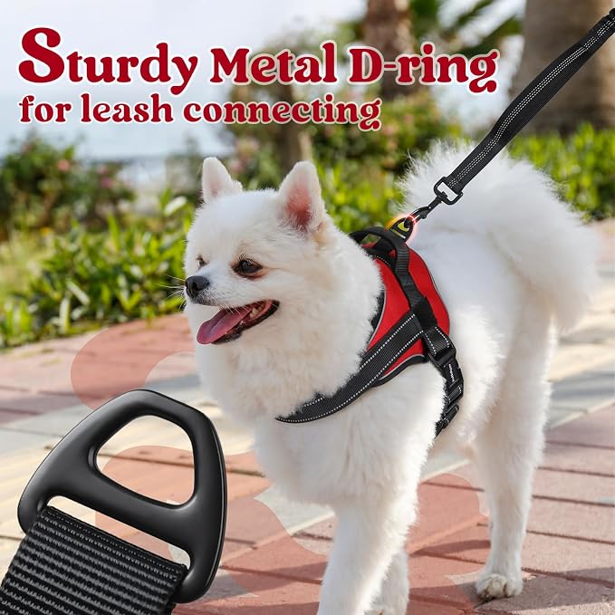 rabbitgoo No Pull No Choke Pet Vest, Adjustable Pet Harness with Molle | Medium Sized Dog Harness, Reflective, Easy Wearing with One Buckle for Walking, Training, Red, M - Image 7