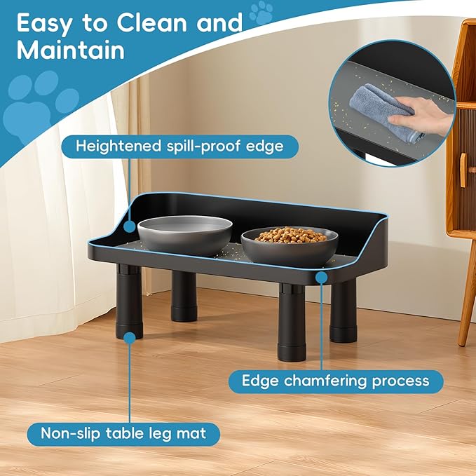 Raised Dog Food Bowl Stand Feeding Station Adjustable 16in Wide | 3 Adjuastable Heights, with Splash Gard, Pet Cat Large Dogs Universal, No Bowl Included - Image 5