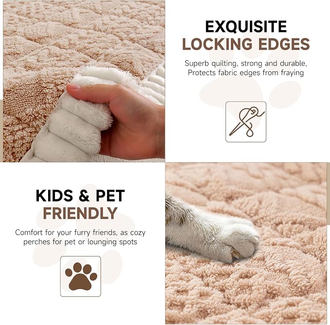 OTOB Couch Cover for Dogs Washable Pet Friendly, Non Slip Plush Fuzzy Love Seat Couch Covers Sofa Slipcovers, Geometric Jacquard Soft Pet Cushion Mat Protector All Seasons, (Camel, 27.6" x 59.1") - Image 4